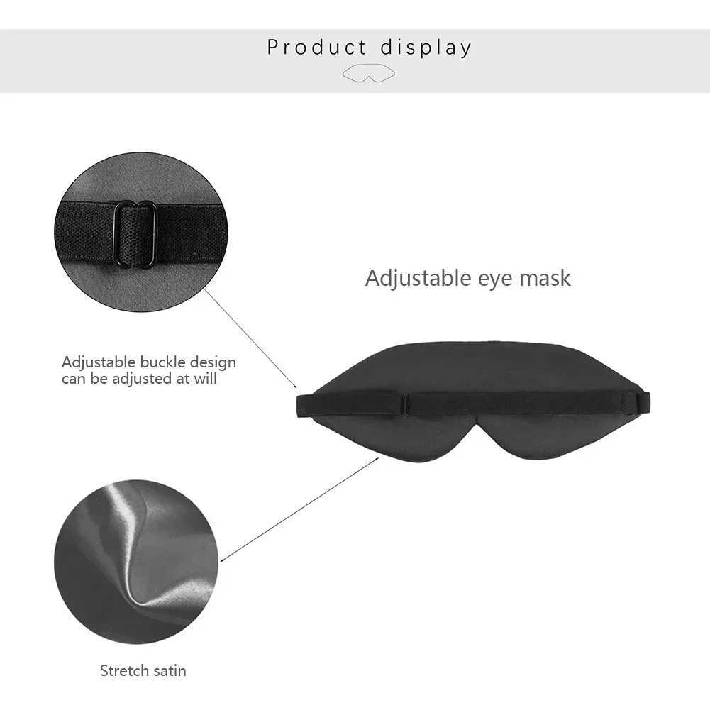 1Pc Silk Satin Sleep Mask Comfortable Sleeping Eye Mask Eyeshade Cover Shade Eyes Relax Enlarged Eye Patch Women Men SleepXJ250103