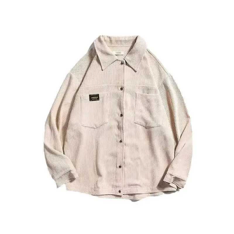 Spring and Autumn Mens Corduroy Shirt Fashion Long Sleeve Casual Retro Loose Fit American Jacket Inventory W250103