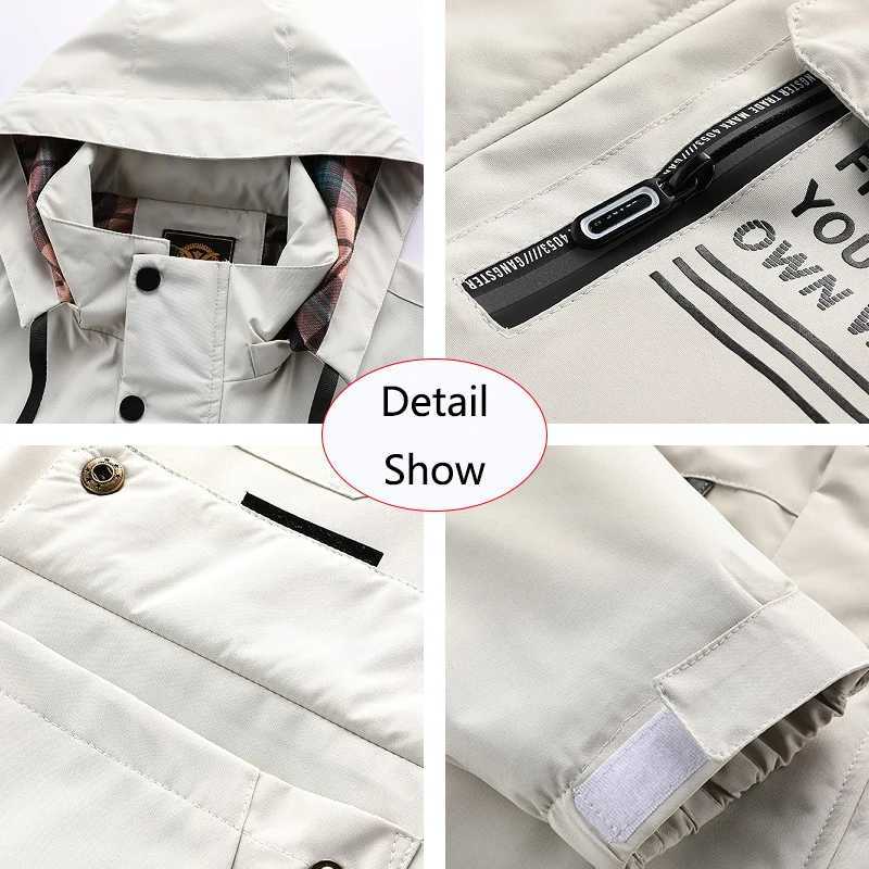 Spring and autumn 2025 mens outdoor windproof detachable hooded jacket mens solid casual loose jacket mens clothing top W250103