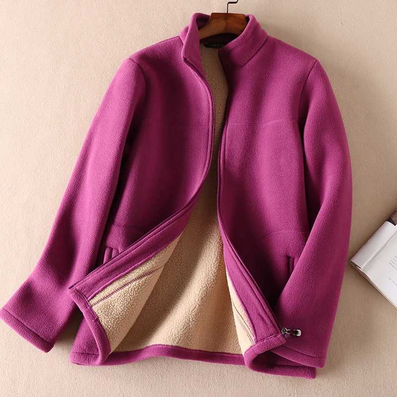 Winter new womens plus size mother polar wool sweater middle-aged and elderly short zipper jacket womens coat 5XL M250103