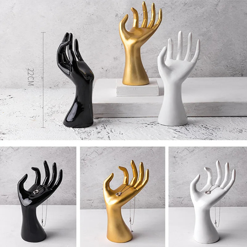 High Quality Gold Resin Hand Ring Necklace Bracelet Bangle Watch Jewelry Display Stand Holder Jewelry Storage Earring Display 250102