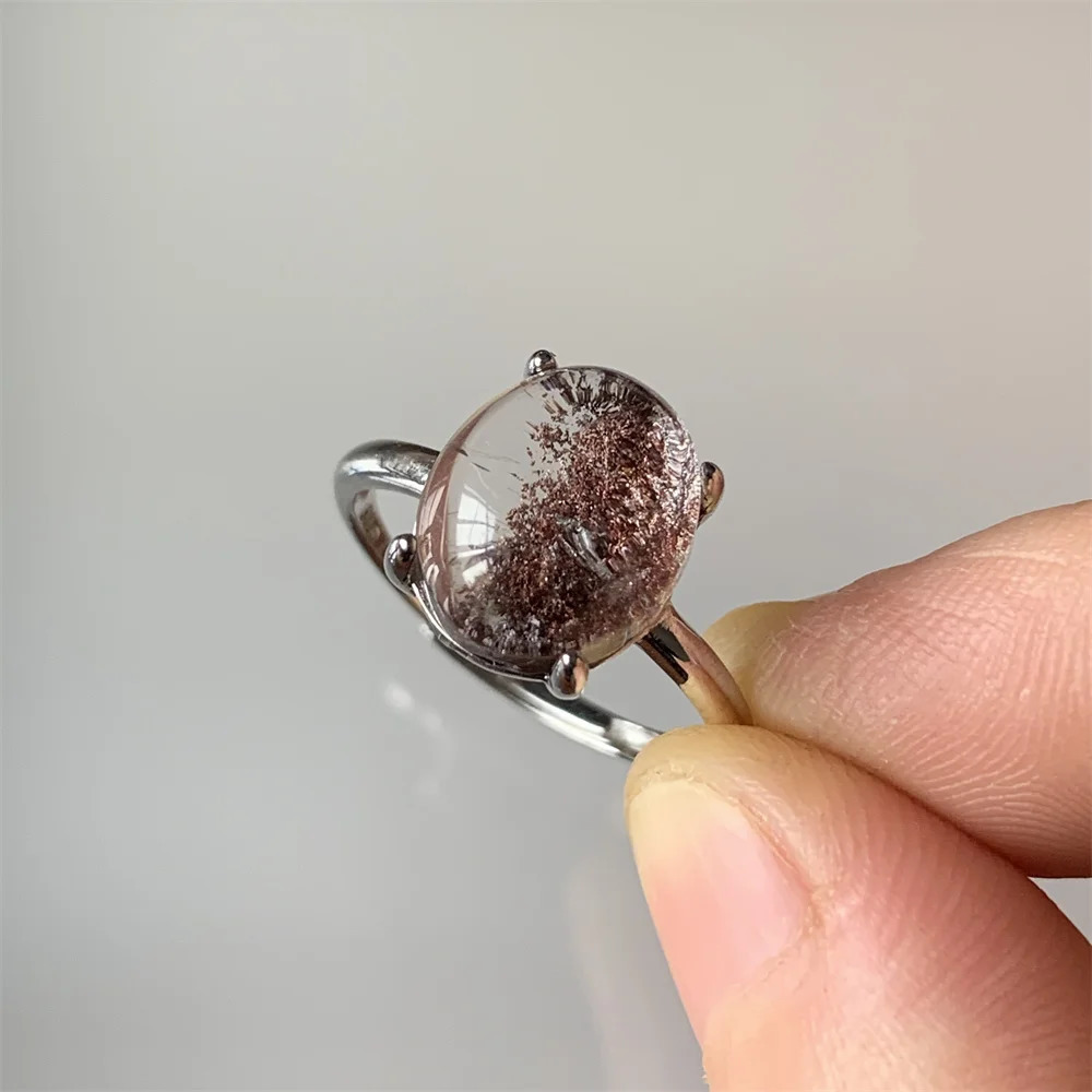 Natural quartz womens ring garden quartz treatment beads real crystal 925 silver jewelry magic natural landscape quartz 250102