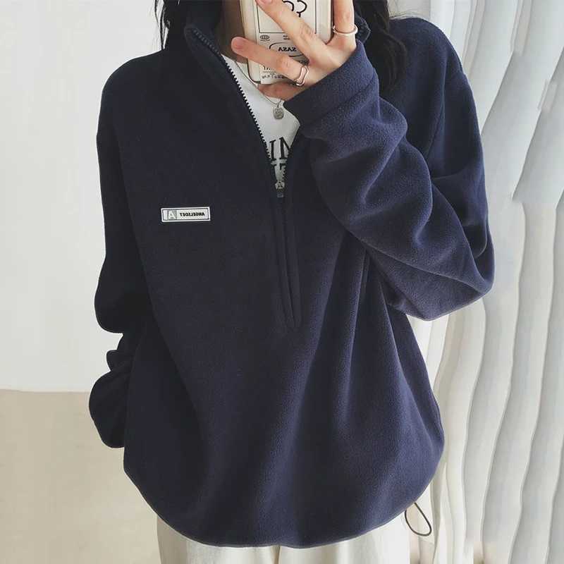 Gidyq womens polar wool sportswear casual Korean streetwear womens loose jacket autumn Harajuku fully matched zipper new style M250103