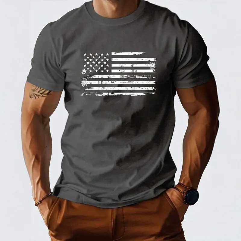 Summer New Mens Solid Color Short-sleeved Daily Sports Fitness Round Neck T-shirt Top Fashion Retro Style Pullover T-shirtXJ240102