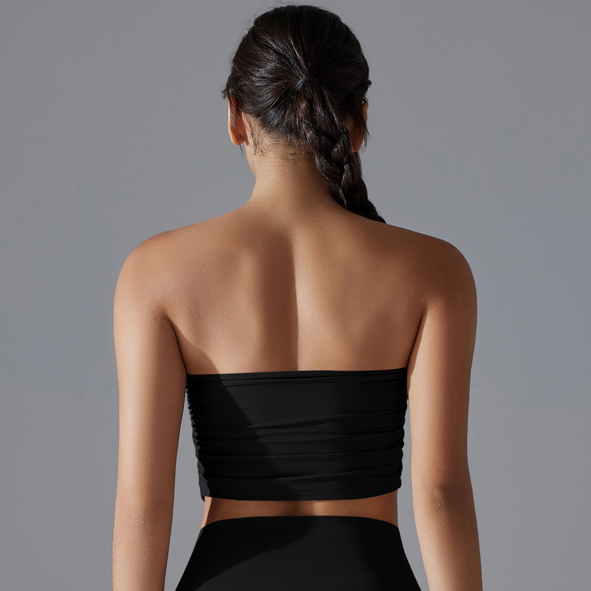 Gym Seamless High Impact Women Fiess Crop Top Shockproof Sports Bras Solid Color Nylon Yoga Bra