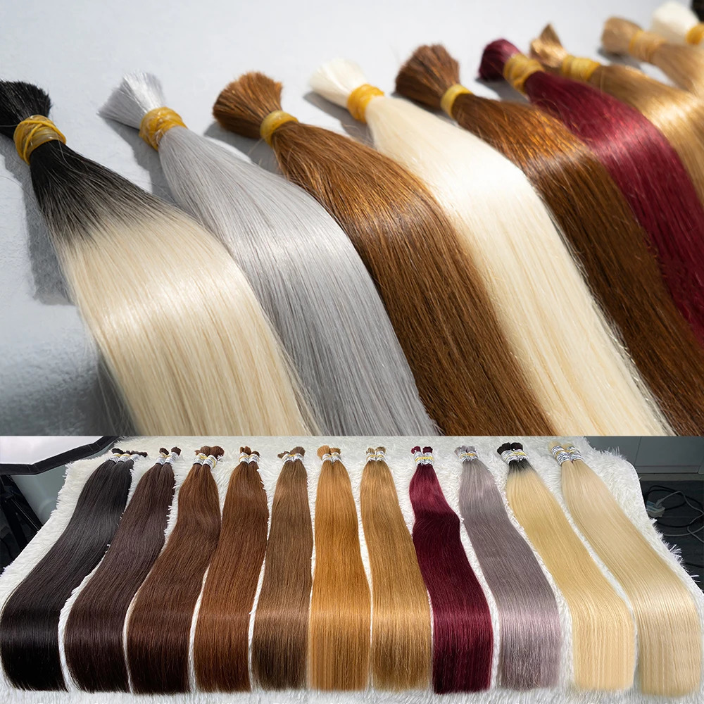 No Weft Vietnamese Hair Human Hair Bulk 613 100% Straight Hair Bulk 12-30inch 99j Real Natural Hair Extension Grey 250102