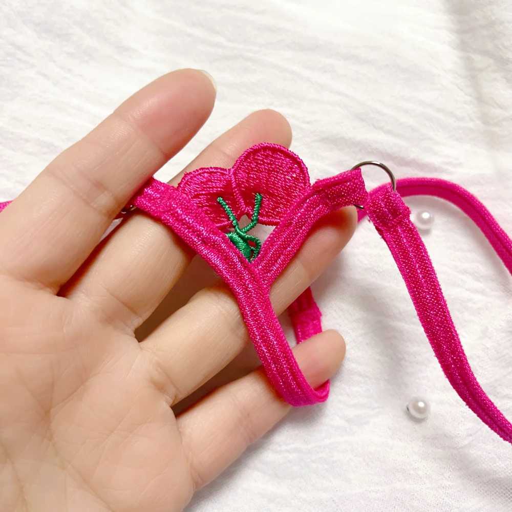 Extra Mini Female Tback Crotchless Sexy Thong Hot Pink Cherries G-String Shorts Crotch Depth Sexy Erotic Women UnderpantsXJ250103