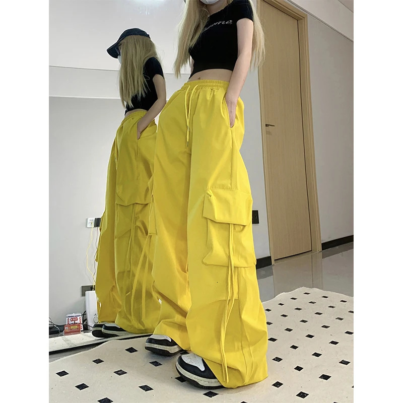 Y2K commodity pants womens streetwear oversized wide leg sports pants Harajuku large pocket jogging pants Bf high waist bag sports pants 250102