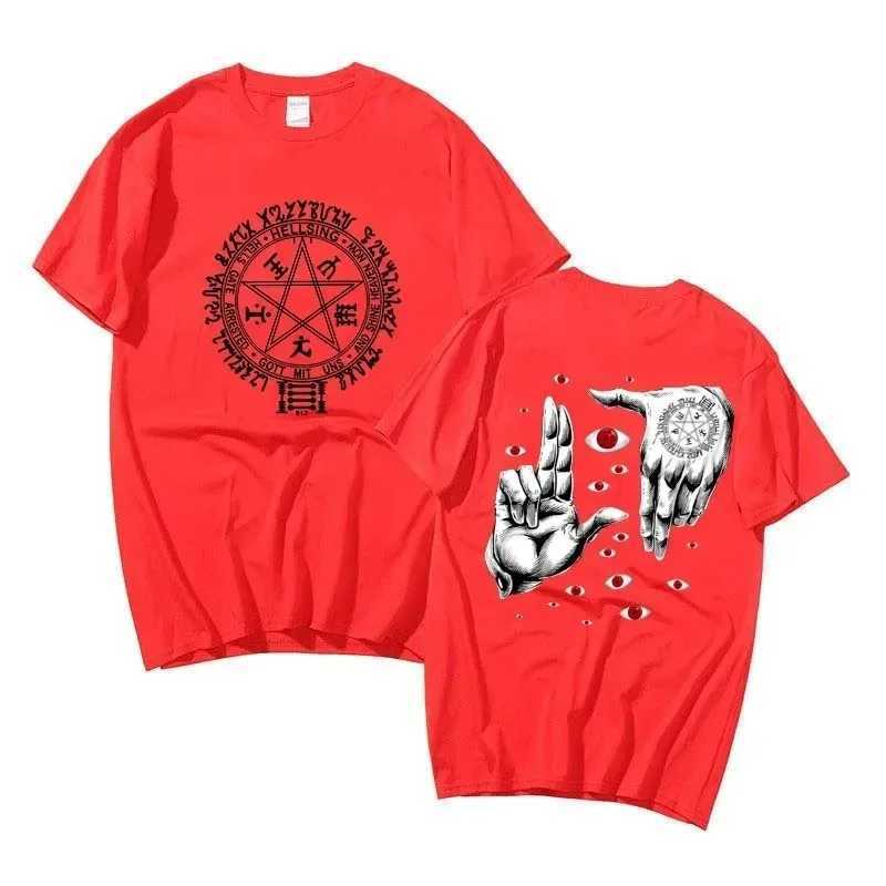 Anime Hellsing Ultimate T-shirts Mens Clothing Graphic Manga Alucard Eyes Harajuku Cotton Tees Unisex Summer Top Male StreetwearXJ240102