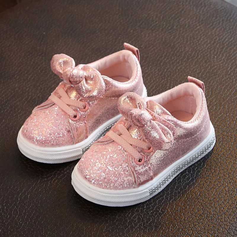 Flash solid color shoes childrens casual sports shoes spring childrens apartment bow Korean fashion girls sports shoes CSH1080 M250103