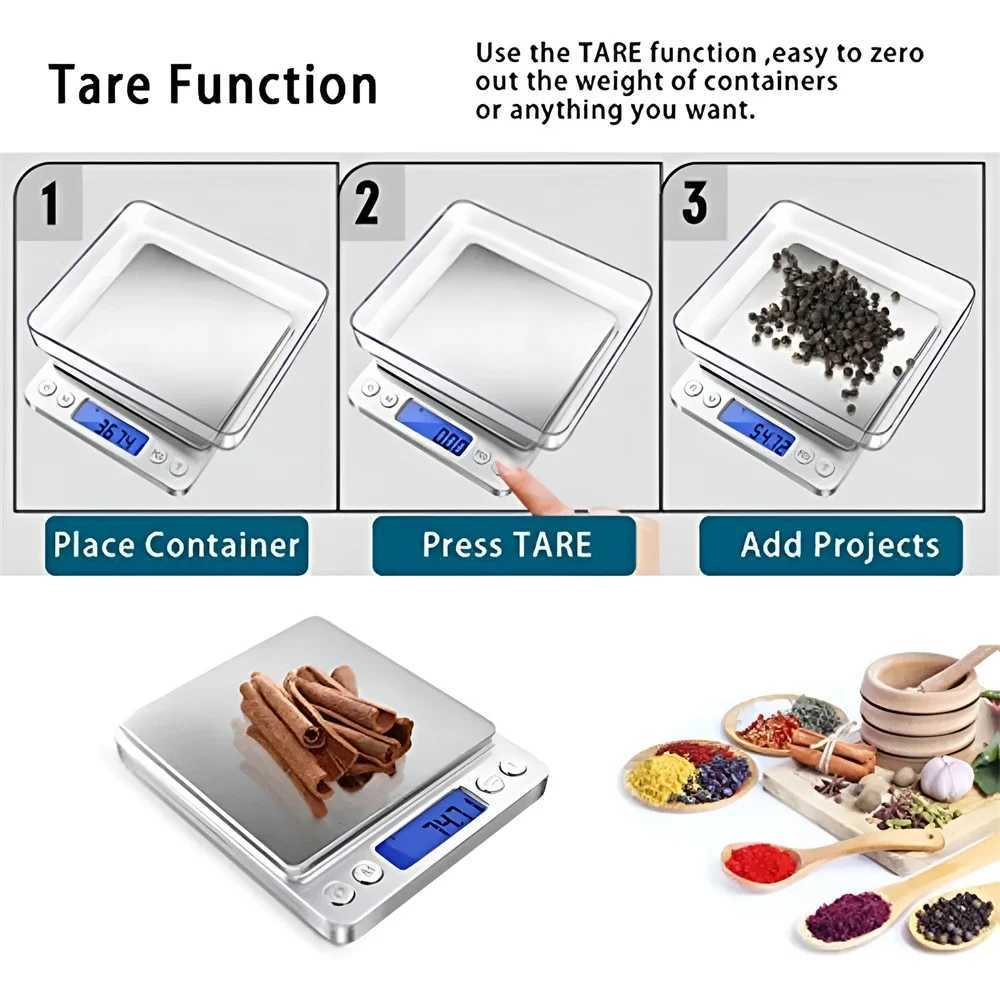 Digital Kitchen Scale 500/0.01/3000g/0.1g Small Jewelry Scale Food Scale Digital Weight Gram and Ozzy Digital Gram Scale W250103