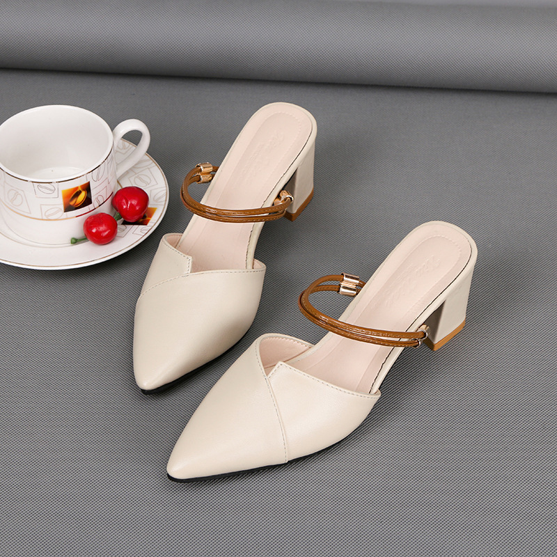 Ddmywed Spring/Summer New Baotou Pointed Toe And Two Wears, Straight Line With Cool Half Tuo Thick Heel Sandals For Women Chinese Brand Shoes F0103-23
