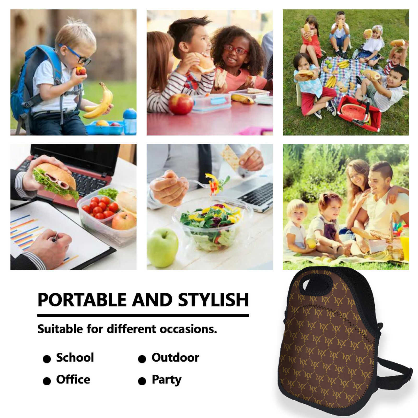 NXY Meal Bag And Pencil Bag Set Champagne Lunch Bags Men Women Warm Cooler Insulated Boxes For Picnic Camping Work Travel