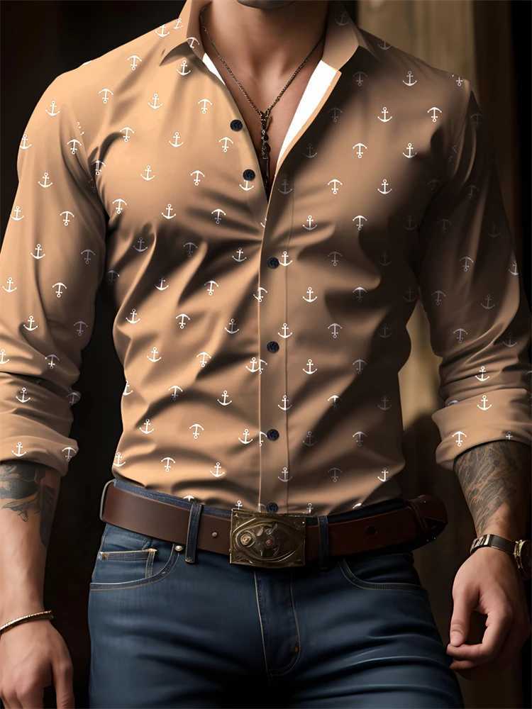 Mens new spring/summer button down shirt with checkered print long sleeved luxury lapel coat oversized outdoor street top W250102