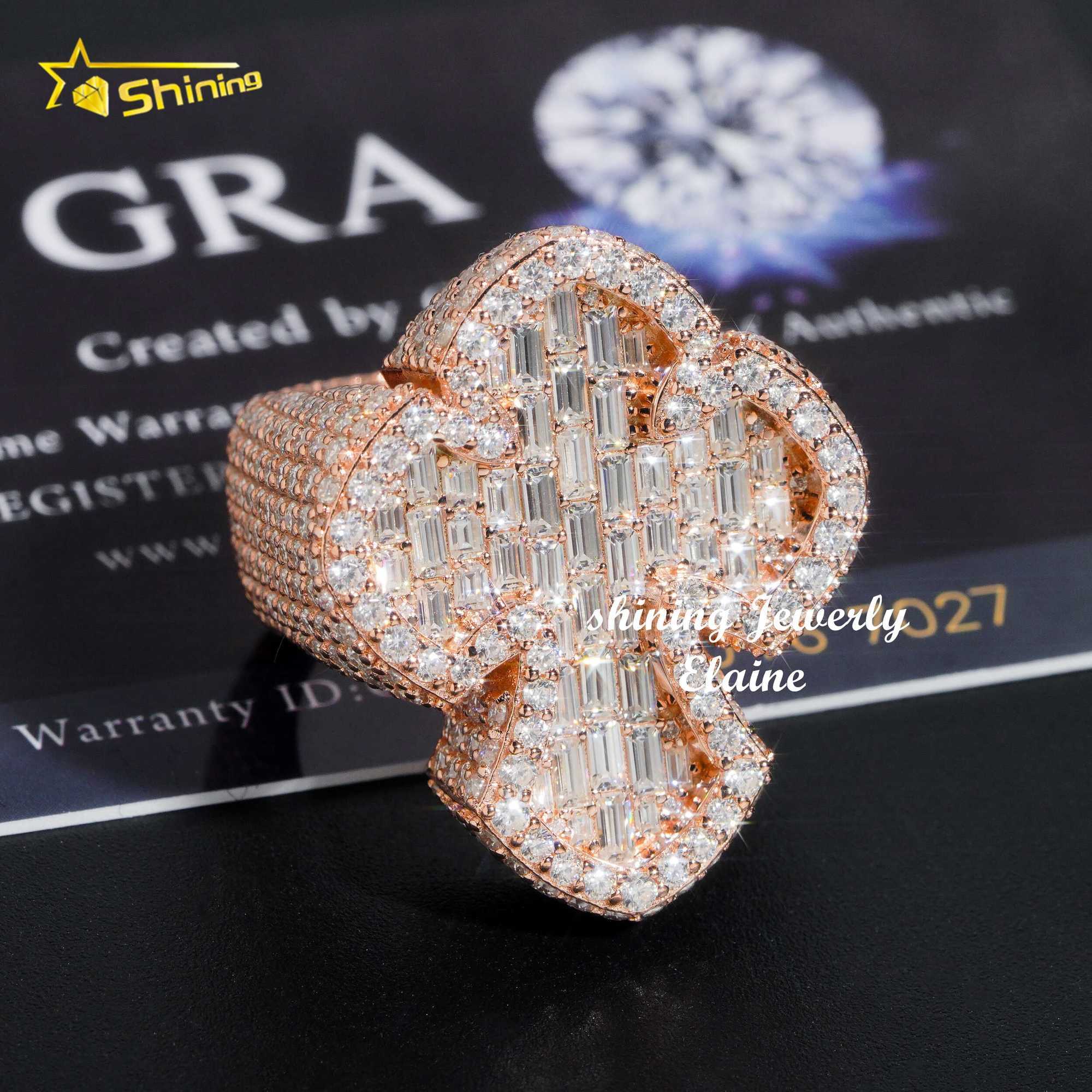Pass diamond tester iced out vvs moissanite luxury 925 sterling silver hip hop jewelry diamond men ring