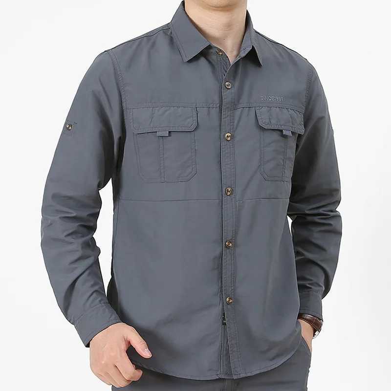 High quality mens shirt quick drying oversized shirt breathable thin casual shirt mens clothing fishing and camping shirt W250103