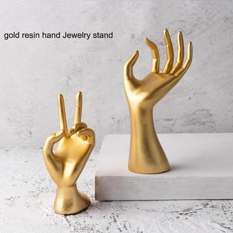 High Quality Gold Resin Hand Ring Necklace Bracelet Bangle Watch Jewelry Display Stand Holder Jewelry Storage Earring Display 250102