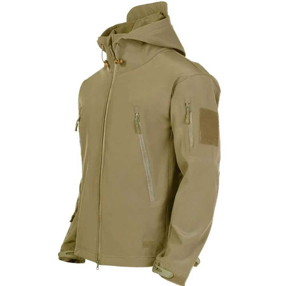 TRAF 2024 new shark skin soft shell jacket mens tactical windproof waterproof jacket mens jacket hooded jacket W250103