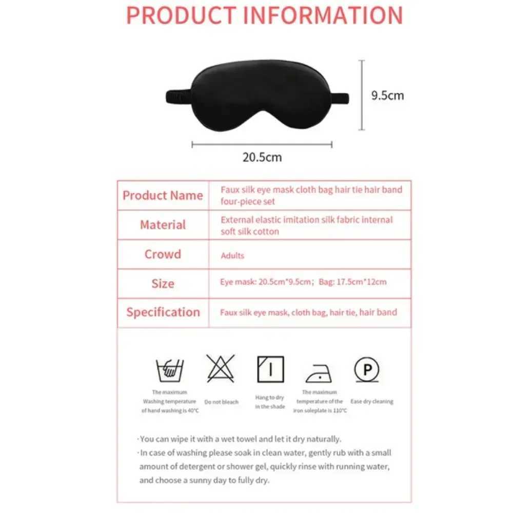 4 PCS Silk Sleep Eye Mask Set with Headbands Comfortable Light Blocking Eye Covers for Rest and Travel UnisexXJ250103