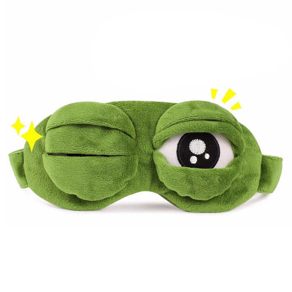 Funny Creative Pepe The Frog 3D Eye Mask Cover Cartoon Soft P Sleeping Mask Green Cute Eyeshade Blindfold Gift Women GirlsXJ250103