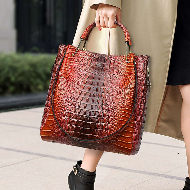 Women's Bags Handbag New Tote Fashionable Texture Colorful Crocodile Pattern Bucket Women's Bag
