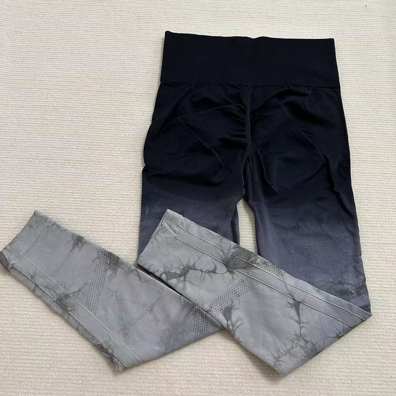Gradient Tie Dye Yoga Seamless Women's Running Sports Pants High Waist And Hip Lifting Fiess Clothes Elastic Tight P