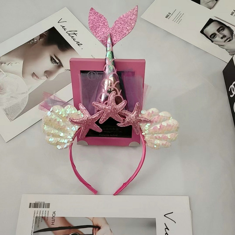 Beauty Fish Tail Hair Hoop Girl Adult Performance Sparkling Sea Star Shell Hair Hoop Anti slip Sweet Princess Headband