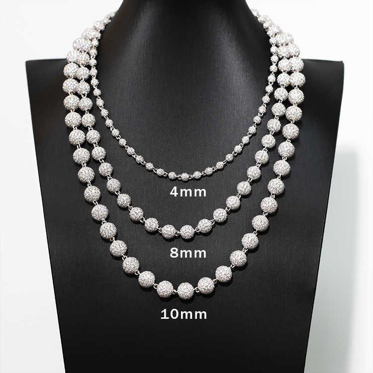 Yu Ying 925 Solid Silver 4mm 8mm 10mm Wide Chain VVS Round Moissanite Ball Shape Cuban Link Chain For Hip Hop Jewelry