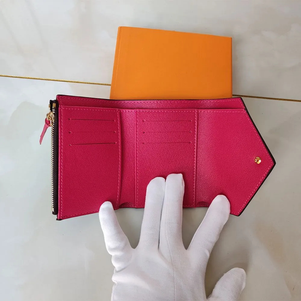 misolo77 Designer Women Holders for women Coin Purse Small Wallet victorine Woman Card Holder Luxury Brown Flower Short Mini Wallets With Box