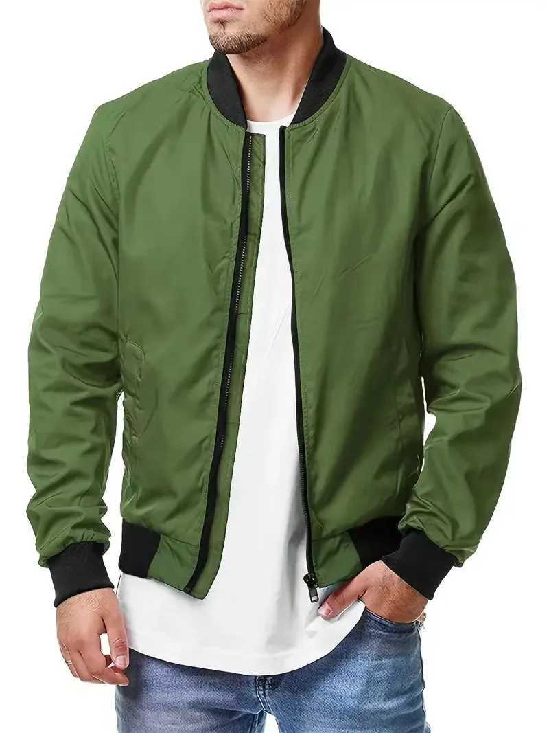 2024 autumn and winter mens stand up collar casual zipper jacket outdoor sports jacket windproof jacket mens waterproof bomber jacket W250103
