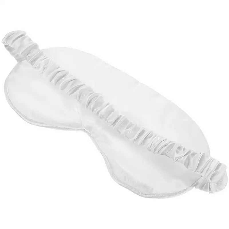 1Pc Silk Sleeping Eyeshade Double Sided Silk Eye Mask Breathable Blindfold Night Eye Patch Sleeping Eye Mask Eye Care (White)XJ250103