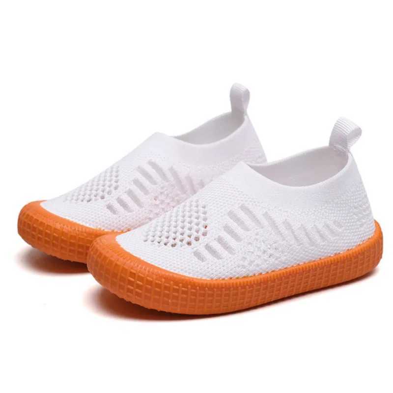 Childrens sports shoes knitted breathable mesh childrens shoes suitable for girls and boys white bottom childrens sports shoes CSH1142 M250103