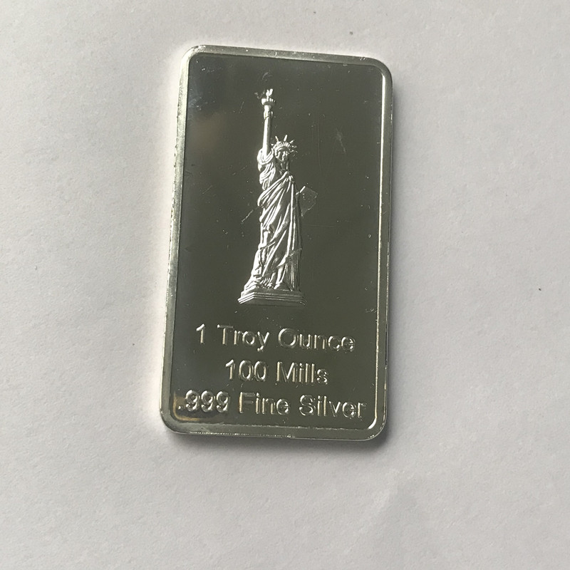 5 pcs Magnetic American statue 1 OZ silver plated ingot eagle head badge 50 mm x 28 mm collectible decoration bars