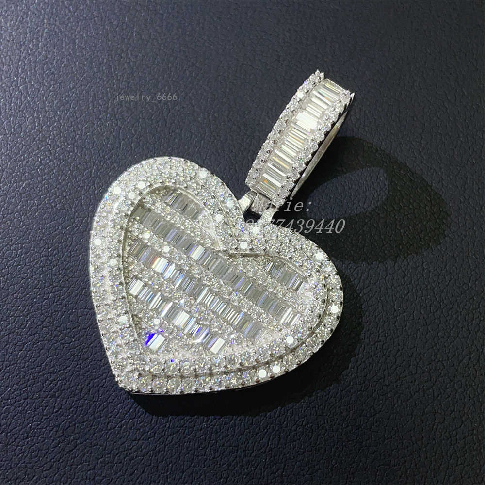 Wholesale price good quality silver 925 with baguette moissanite hip hop jewelry iced out custom pendant