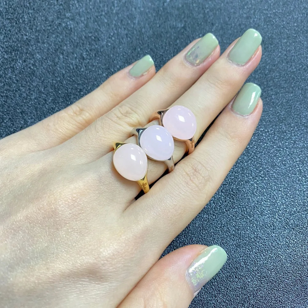 Ladies Classic Waterdrop Ring Gold Plated Natural Pink Crystal Ring High Quality Elegant Fashion Jewelry Birthday Gift 250102