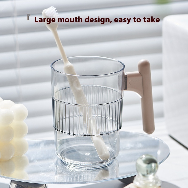 Student-Friendly Transparent Toothbrush Cup with Handle