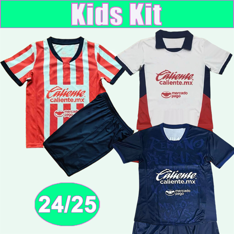 24 25 Chivas Kids Kit Soccer Jerseys MOZO I. BRIZUELA GUZMAN PEREZ MACIAS R. CISNEROS Home Away 3rd Football Shirts Short Sleeve Uniforms