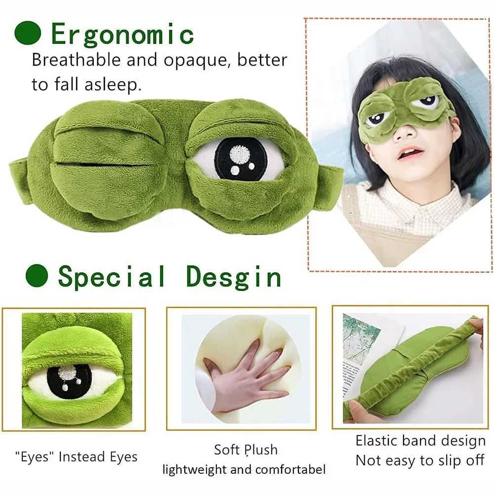 3D Sad Frog Sleep Eye Mask Sleeping Eyeshade Cover Shade Eye Patch Women Men ldren Soft Portable Blindfold Travel EyepatchXJ250103