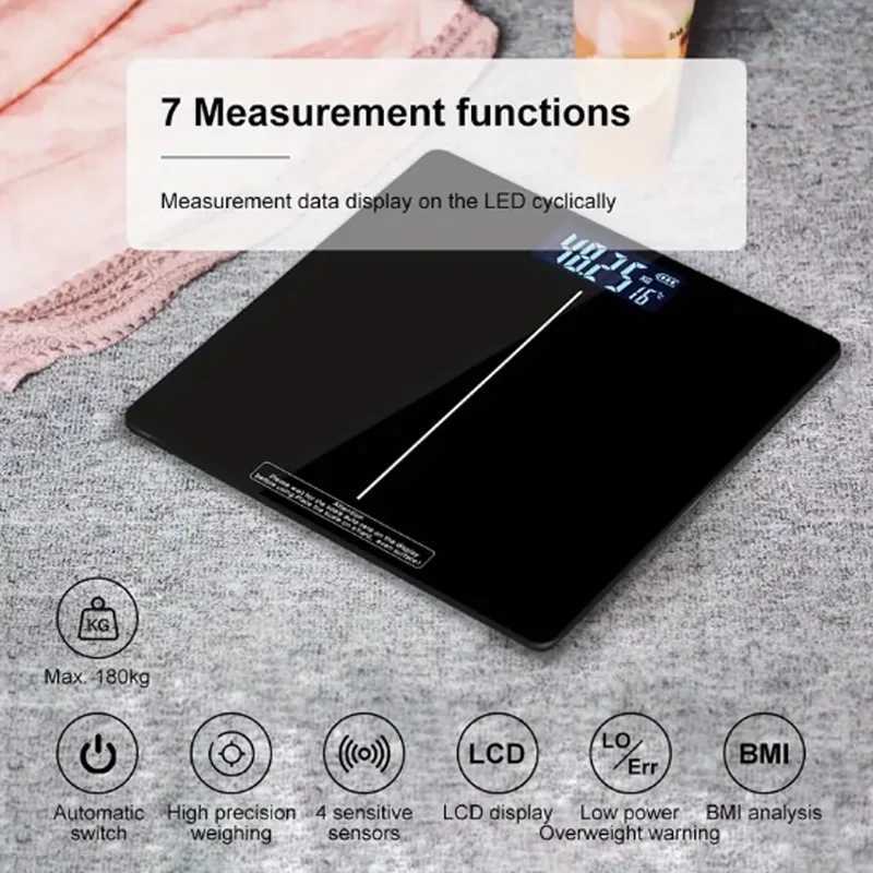 Multi functional square weight scale digital bathroom scale high-precision weight scale circular corner with LED display screen W250103