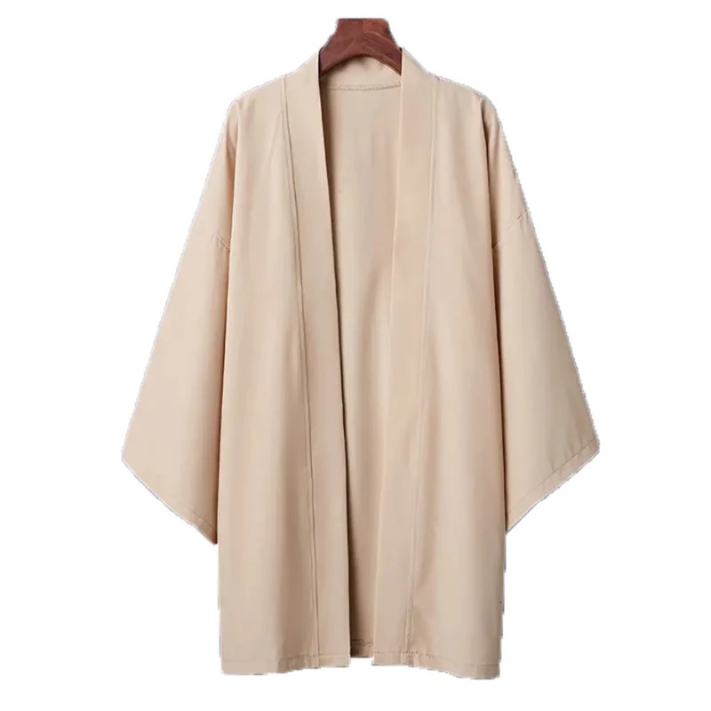 Mens Solid Color Long Sleeve Cardigan Long Kimono Shirt Asian Traditional Wear Yukata Haori Jacket Coat 6 Color Japanese Kimono 250103