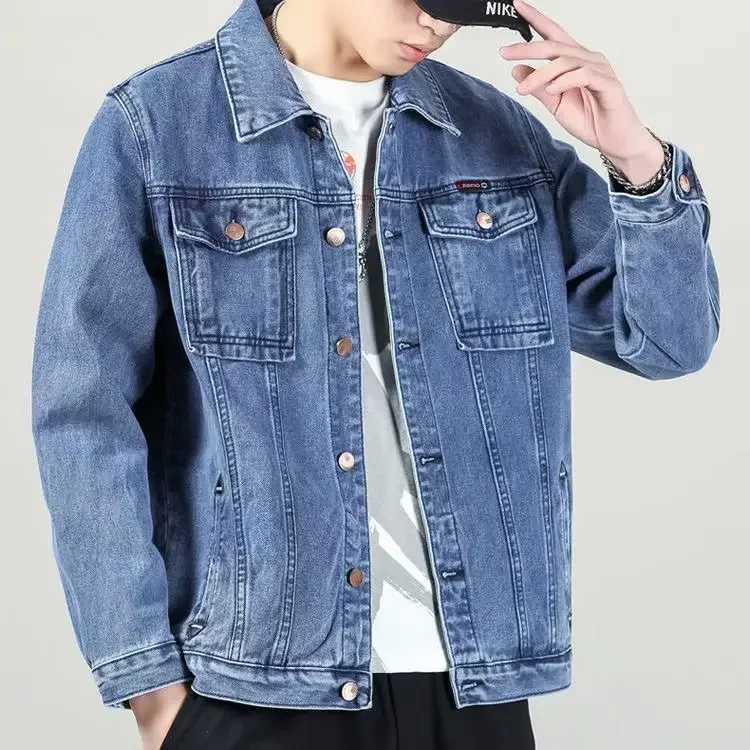 Spring and autumn denim jackets mens casual workwear new trend high-end feel mens jackets regular length W250103