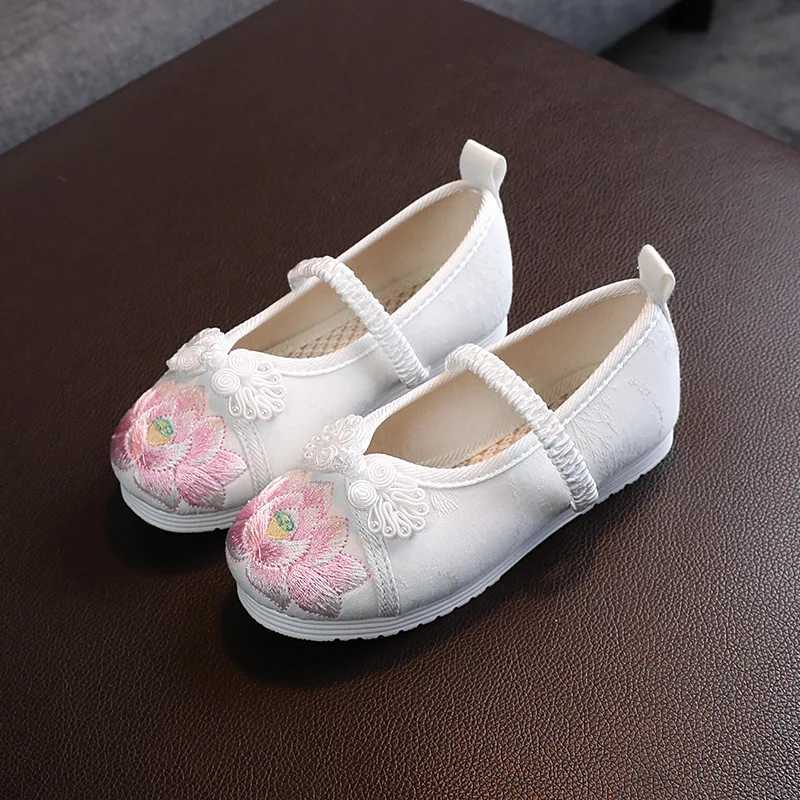 Childrens shoulder strap canvas shoes childrens embroidered sports shoes Chinese style flat shoes girls spring single shoes CSH281 M250103