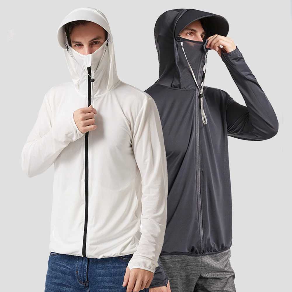 Summer Mens UPF 50+Sunscreen Clothing Fashion Solid Color UV Sunscreen Jacket Outdoor Fishing Hoodie M-3XL W250103