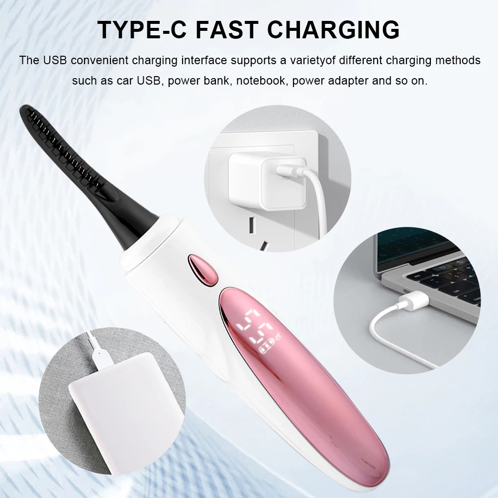 Heated Eyelash Curler 4 Temp Settings Electric Eyelash Curler USB Rechargeable Lash Curling Tool Lash Curler for Women 241226