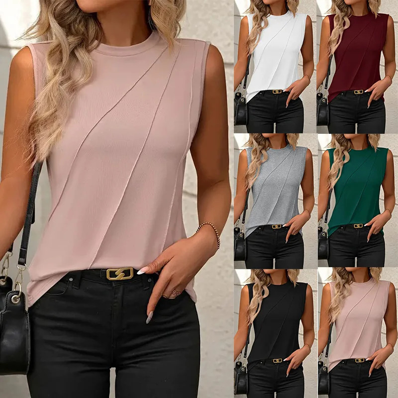 Solid color casual ultra-thin womens clothing summer retro womens clothing elegant womens clothing top 250102CJ
