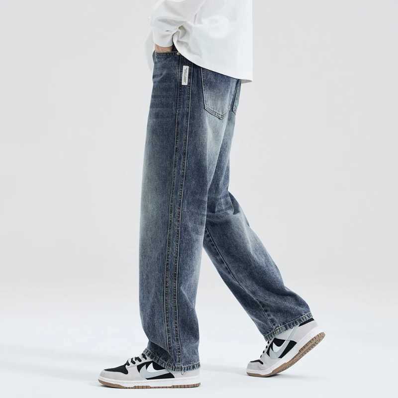 Wide leg fashionable denim jeans for summer and autumn high-quality casual pants for men thin pants loose fit W250103