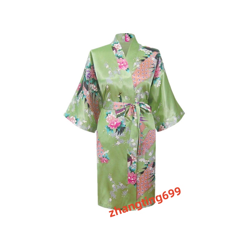 womens Solid royan silk Robe Ladies Satin Pama Lingerie Sleepwear Kimono Bath Gown pjs Nightgown 17 colors