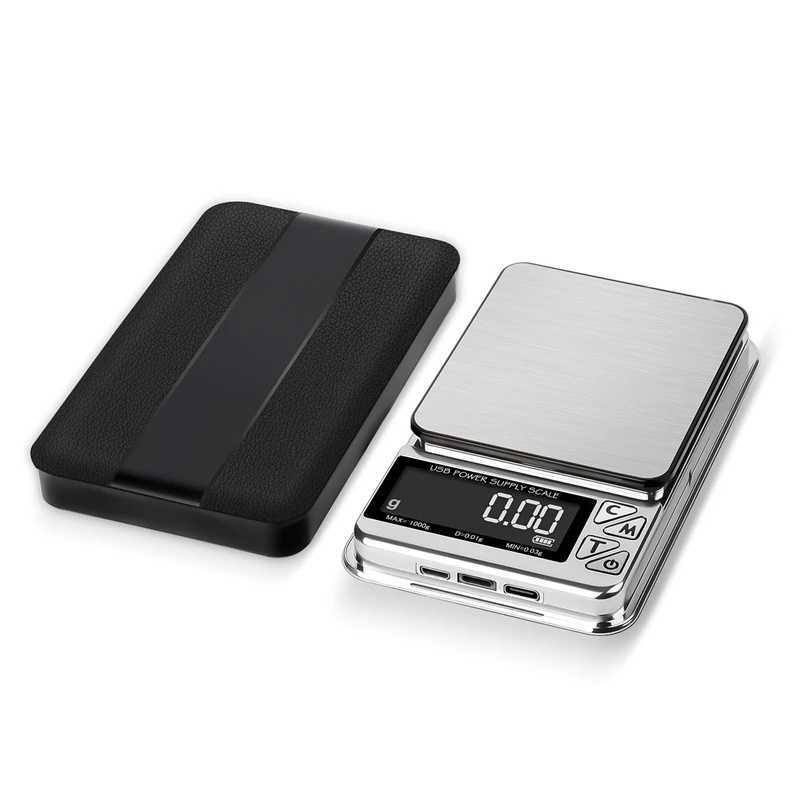 Precision 0.01g Mini Digital Pocket Scale USB Type C Power LCD Stainless Steel Electronic Jewelry Gold Counting Daily Balance Gram Scale W250103