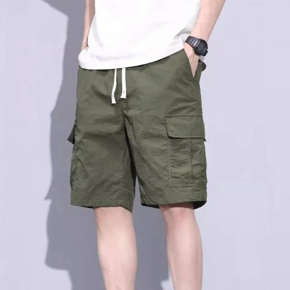 Black set shorts mens loose summer pants American retro long street casual five dot print Chinese pants 241230