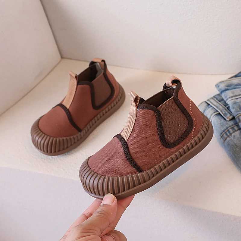 Childrens high top canvas shoes baby soft soled cute biscuit shoes spring and autumn boys and girls school canvas M250103